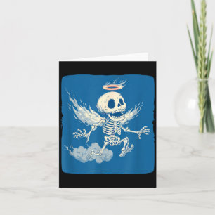 Funny Angel Skeleton with Halo in Heaven for Boys Card
