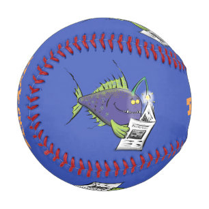 Funny angler fish cartoon baseball