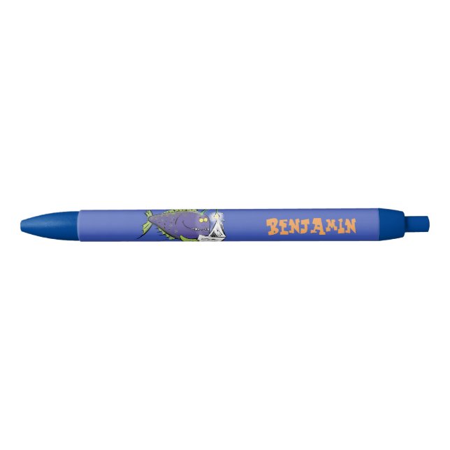Funny angler fish cartoon black ink pen (Front)