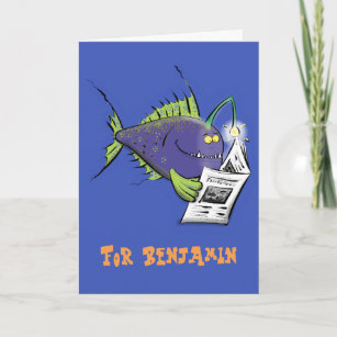 Funny angler fish cartoon card