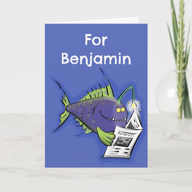 Funny angler fish cartoon card (Front)