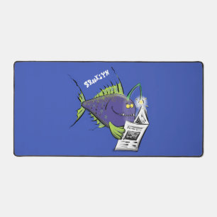 Funny angler fish cartoon desk mat