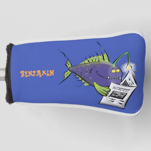 Funny angler fish cartoon golf head cover (Front)
