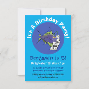Funny angler fish cartoon invitation