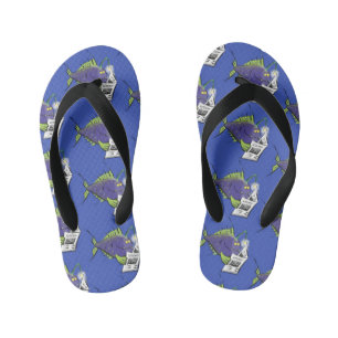 Funny angler fish cartoon kid's flip flops