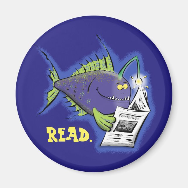 Funny angler fish cartoon magnet (Front)