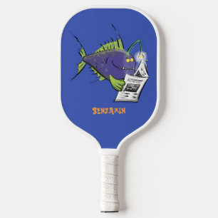 Funny angler fish cartoon pickleball paddle