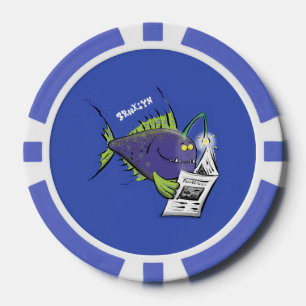 Funny angler fish cartoon poker chips