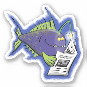 Funny angler fish purple cartoon illustration