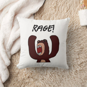 Funny Angry Brown Bear Cartoon – Stressed Out Throw Pillow