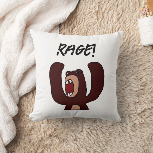 Funny Angry Brown Bear Cartoon – Stressed Out Throw Pillow (Blanket)