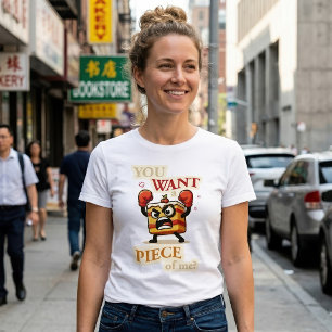 Funny Angry Cake Slice Ready to Fight Cartoon T-Shirt