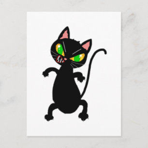 Funny angry cat accessories - black cat, grumpy postcard