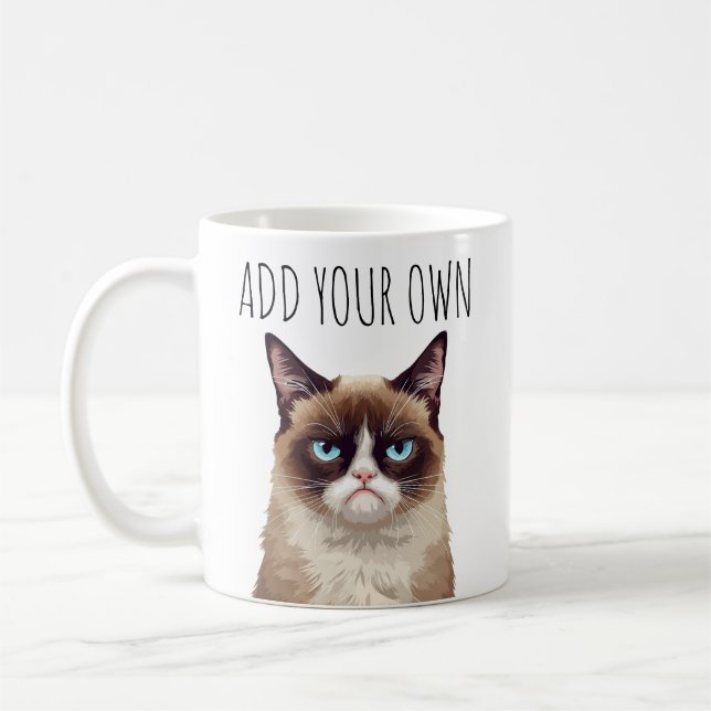 Funny Angry Cat – Add Your Own Text  Coffee Mug (Left)