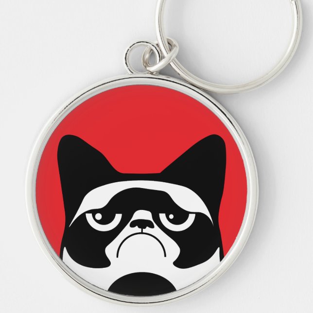 Funny Angry Cat Keychain (Front)