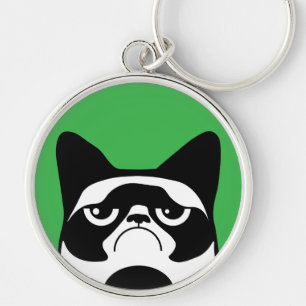 Funny Angry Cat Keychain