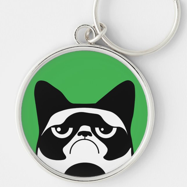 Funny Angry Cat Keychain (Front)