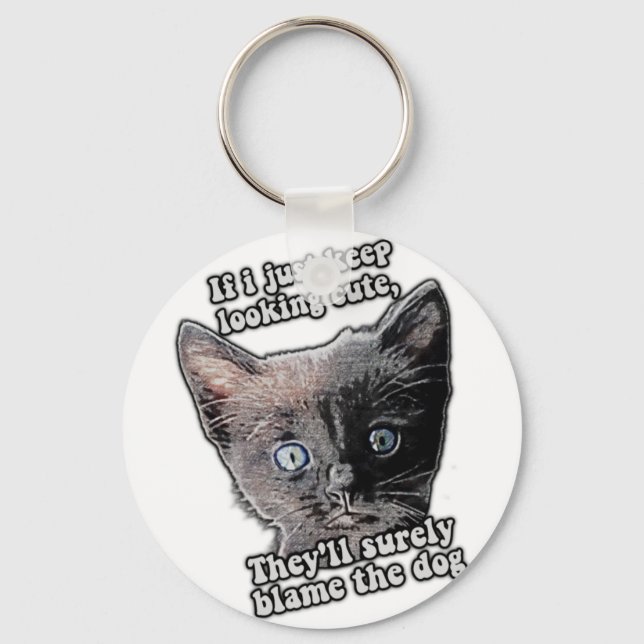 Funny angry cat meme for cat owners and lovers keychain (Front)