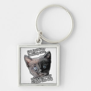 Funny angry cat meme for cat owners and lovers keychain