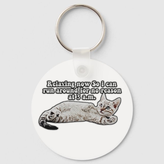 Funny angry cat meme for cat owners & lovers keychain (Front)