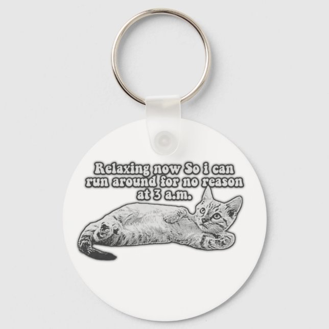 Funny angry cat meme for kitten persons &cat owner keychain (Front)