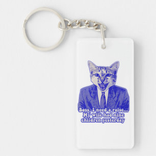 Funny angry cat meme for kitty lovers keychain