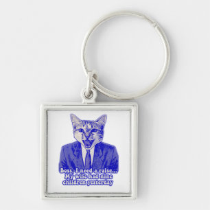 Funny angry cat meme for kitty lovers keychain