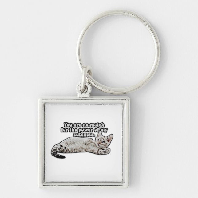 Funny angry cat meme for kitty owners and lovers keychain (Front)