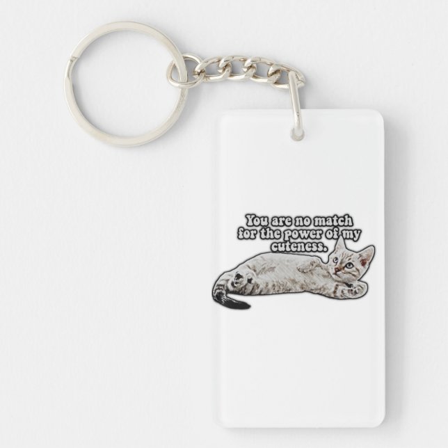 Funny angry cat meme for kitty owners and lovers keychain (Front)