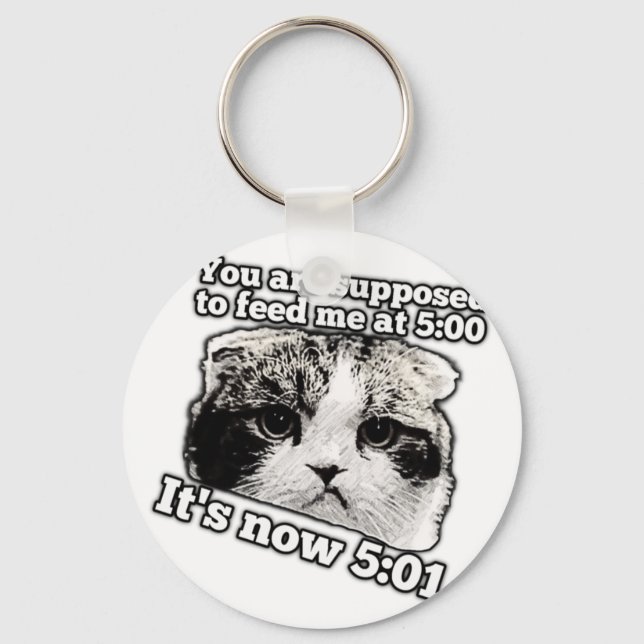Funny angry cat meme for kitty owners keychain (Front)