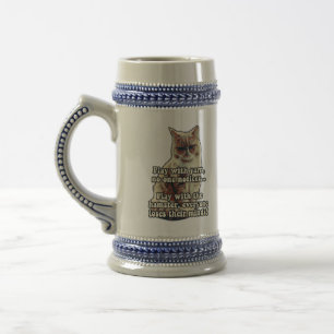 Funny angry cat meme for kitty persons &cat lovers beer stein