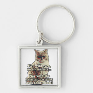 Funny angry cat meme for kitty persons &cat lovers keychain