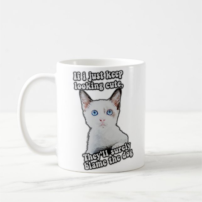 Funny angry cat meme for kitty persons &cat owners coffee mug (Left)
