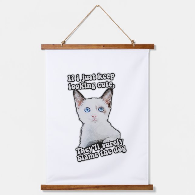 Funny angry cat meme for kitty persons &cat owners hanging tapestry (Front)