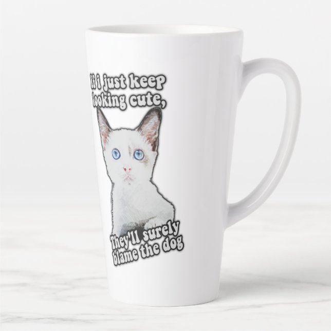 Funny angry cat meme for kitty persons &cat owners latte mug (Right)