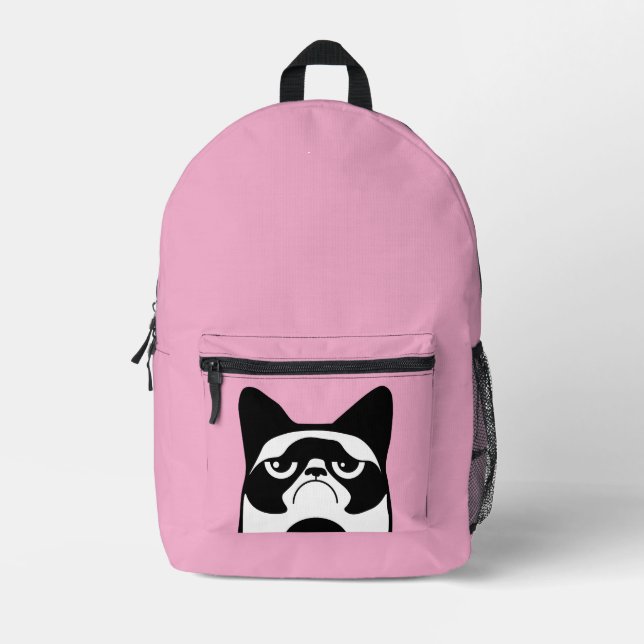 Funny Angry Cat Printed Backpack (Front)