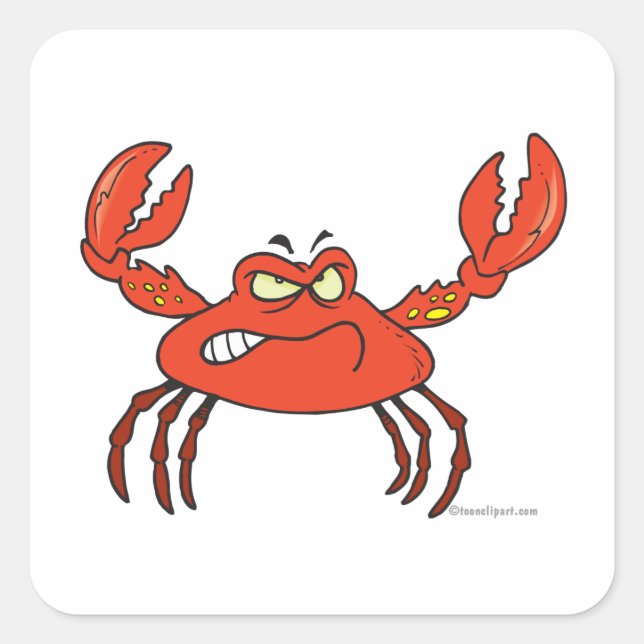 funny angry crabby red crab square sticker (Front)