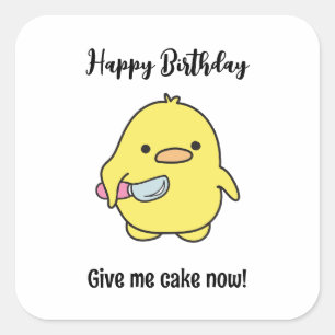Funny Angry Duck Birthday Square Sticker