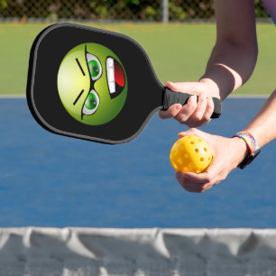 Funny Angry Face Green Black Pickleball Paddle