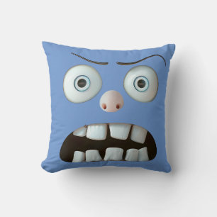 Funny Angry Face Throw Pillow 