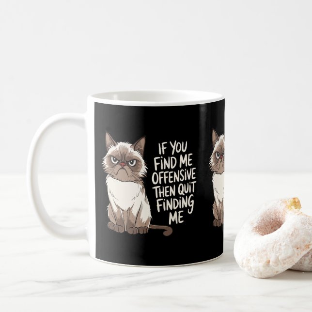 Funny Angry Grumpy For Cats Owners Cat Moms & Dads Coffee Mug (With Donut)