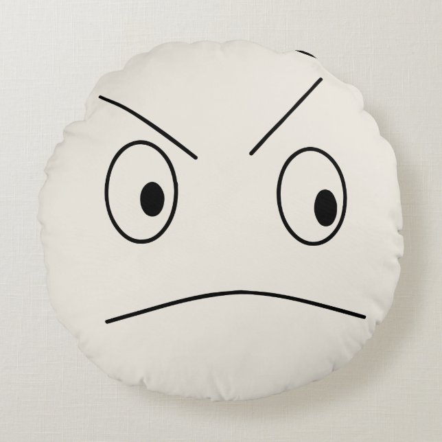 Funny Angry Happy Reversible Round Pillow (Front)