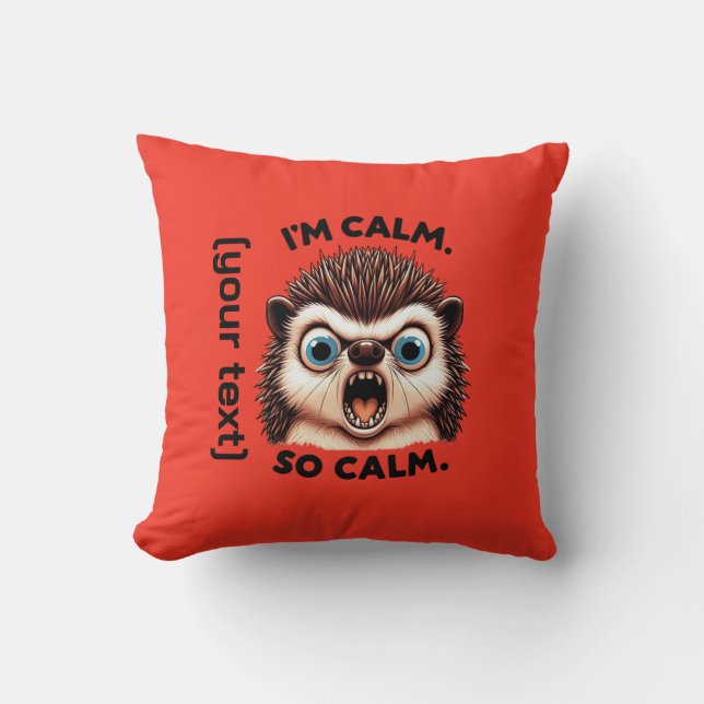 Funny Angry Hedgehog Customizable Throw Pillow (Front)