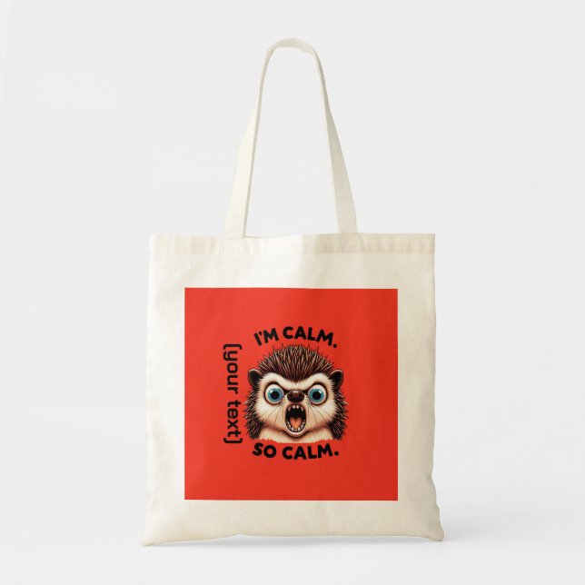 Funny Angry Hedgehog Customizable Tote Bag (Front)