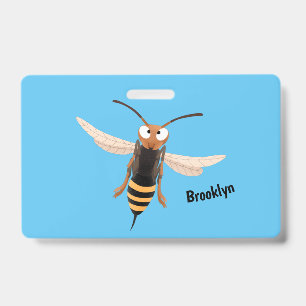 Funny angry hornet wasp cartoon illustration  badge