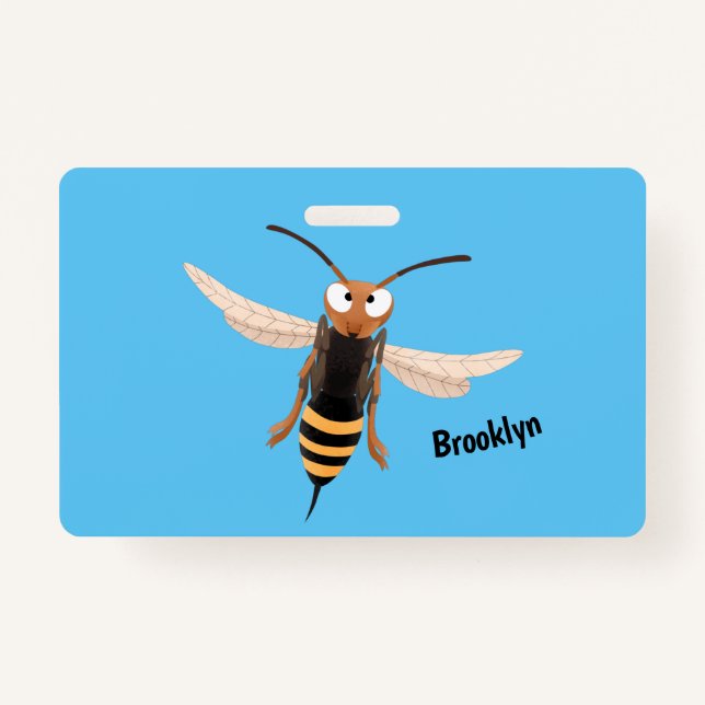 Funny angry hornet wasp cartoon illustration  badge (Front)