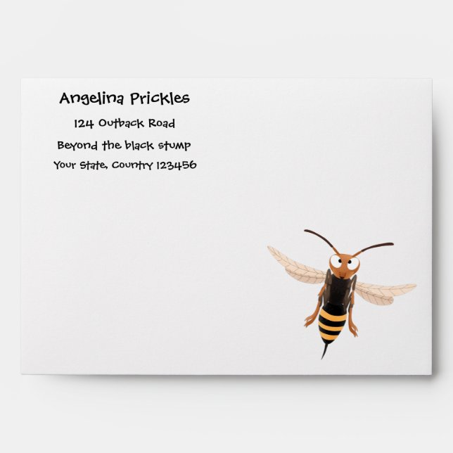 Funny angry hornet wasp cartoon illustration envelope (Front)