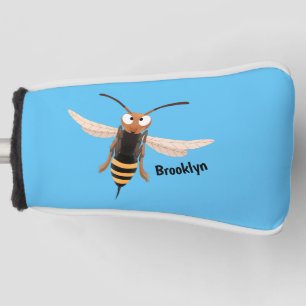 Funny angry hornet wasp cartoon illustration golf head cover