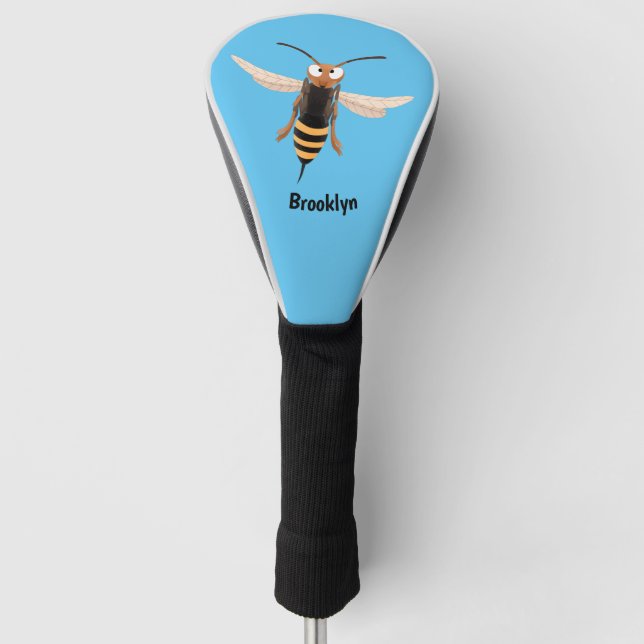 Funny angry hornet wasp cartoon illustration  golf head cover (Front)