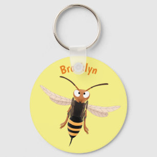 Funny angry hornet wasp cartoon illustration keychain